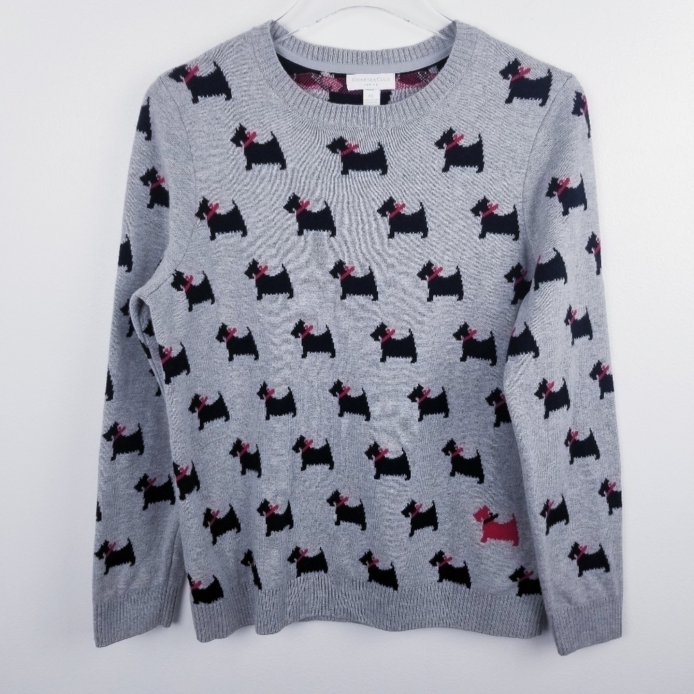 Charter Club Scottie Dog Novelty Print Sweater Sweater